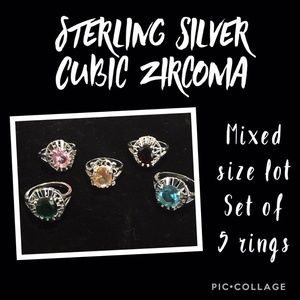 5 NEW Sterling Silver Rings, Mixed Sizes,5 for $10